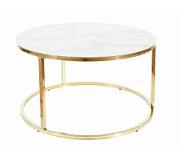 Konferenčný stôl SABINE, biely s mramorovým efektom/zlatý