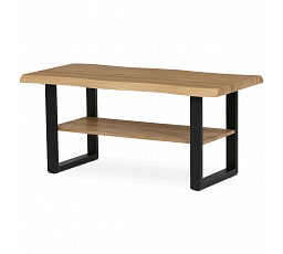 Konferenčný stôl, 120x60x55 cm, MDF doska, dekor divoký dub, kov, polica, čierny lak