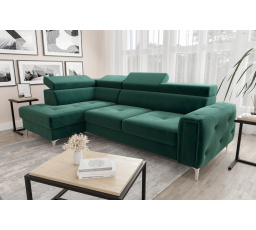 Rohová sedacia súprava s funkciou spania ORION 165x255 - zelená, ľavá