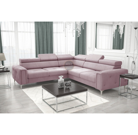 Rohová sedacia súprava ORION I s funkciou spania 255×255 cm - ružová, ľavá