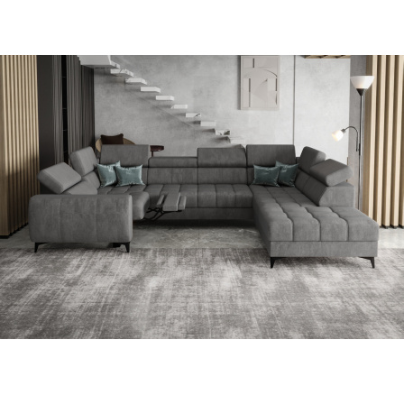 Rohová sedacia súprava PORTO MAX I, relax 225X350X193 cm - sivá, pravá Rohová sedacia súprava PORTO MAX I, relax 225X350X193 cm - sivá, pravá