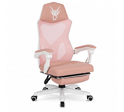 Otočná stolička BING Herná s podnožkou Ružová/Biela