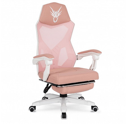 Otočná stolička BING Herná s podnožkou Ružová/Biela