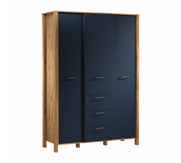 Šatníková skriňa INDYGO S3D3S, Wotan Oak/Royal Garnet