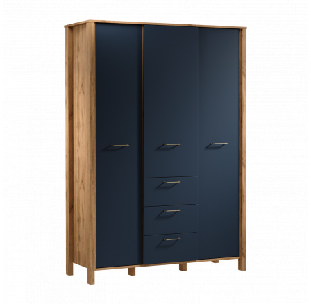 Šatníková skriňa INDYGO S3D3S, Wotan Oak/Royal Garnet
