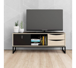TV komoda SHEBA, Čierny mat/ Dub sonoma
