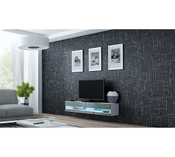TV komoda VIGO NEW 140, biela / sivý lesk