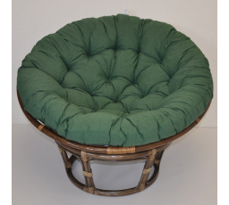 Ratanový papasan 115 cm hnedý - vankúš tmavozelený