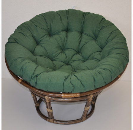 Ratanový papasan 115 cm hnedý - vankúš tmavozelený