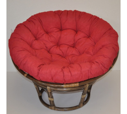 Ratanový papasan 115 cm hnedý - vankúš bordový