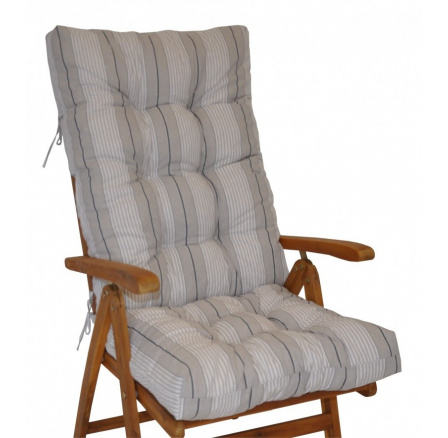Poduška na teakové záhradné kreslo vysoké - látka Antik pruh