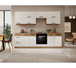 Kuchynský nábytok VIKA 260 Biely Lesk + Dub Lancelot