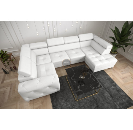Rohová sedacia súprava ORION MAX II s funkciou spania 165x350x185 cm prírodná koža - biela koža, ľavá Rohová sedacia súprava ORION MAX II s funkciou spania 165x350x185 cm prírodná koža - biela koža, ľavá