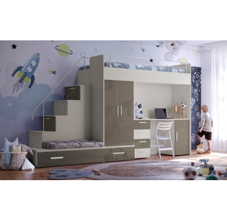 Vyvýšená posteľ PARADISE 5, Kašmír Sivá Lesk