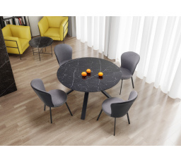 Jedálenský stôl VERTIGO, vrchná doska - čierny mramor, nohy - čierne