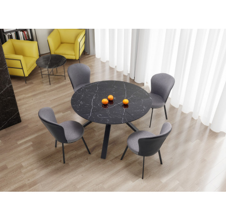 Jedálenský stôl VERTIGO, vrchná doska - čierny mramor, nohy - čierne