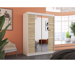 Posuvná skriňa so zrkadlom NORDIC 150 Biela+Sonoma