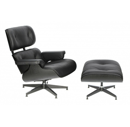 Kreslo Vip s podnožkou čierne/čierne