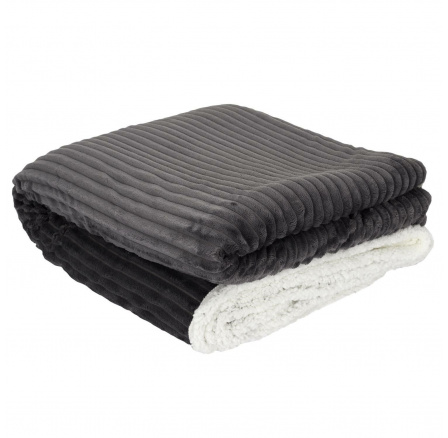 Šedá Sherpa deka 180x220 cm pruhovaná