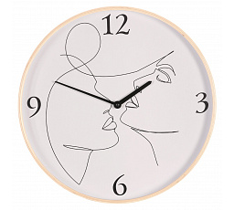 Hodiny nástěnné - pr. 40 cm, MDF a dřevěný rám, motiv tváří