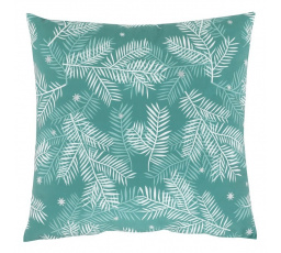 Polštář sametový s výplní, zelený - bílý vánoční vzor, 100% polyester, 45 x 45 cm