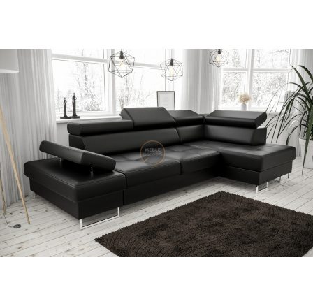 Rohová sedacia súprava GALAXY MINI 170x280 - čierna eko koža, pravá Rohová sedacia súprava GALAXY MINI 170x280 - čierna eko koža, pravá