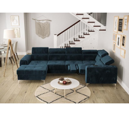 Rohová sedacia súprava ORION MAX III, relax s funkciou spania 165x320x190 cm - modrá, ľavá