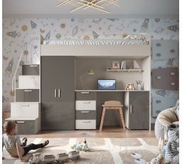 Poschodová posteľ PARADISE 4S Kašmír Šedá Lesk