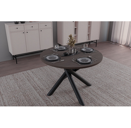 Jídelní stůl OSLO 110x110 cm, Ořech Wisconsin/Černý mat