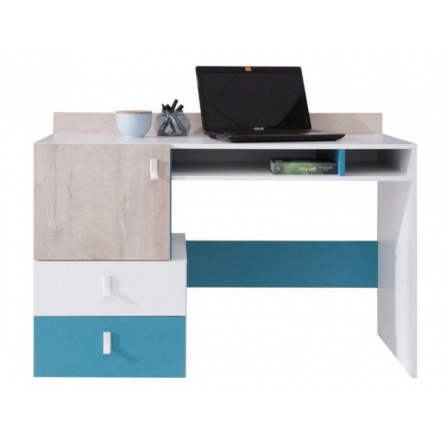 PLANET - Písací stôl PL9 / Farba korpusu: biela lux,: Farba dverí: dub + morská