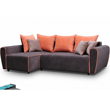 BLANKA Ľavá pohovka Orion 04 hnedá /Orion 08+03 oranžové vankúše (MRS) - kolekcia "MRS" *** VYPREDANÉ DO VYPREDANIA