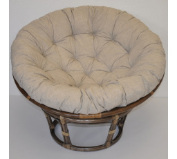 Ratanový papasan 115 cm hnedý - vankúš tmavobéžový