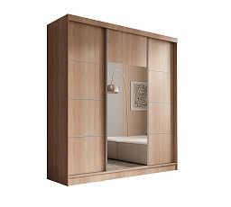 Šatní skriňa s posuvnými dverami Keri 200 Sonoma+Strieborná