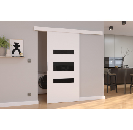 Posuvné dvere na stenu DESIO 76 White+Black Lacobel