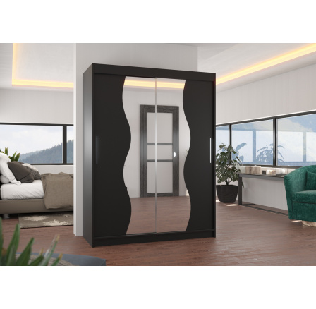 Posuvná skriňa so zrkadlom RENZO 150 Čierna+Čierna