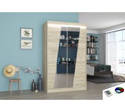 Posuvná skriňa so zrkadlom a LED osvetlením TEXAS 120 Sonoma+Sonoma