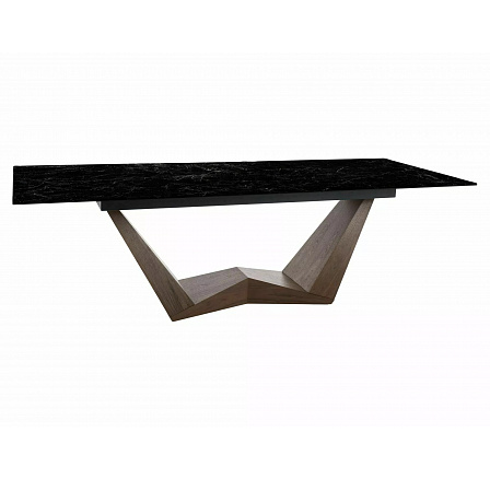 Jedálenský stôl BONUCCI CERAMIC, Nero Greco, Čierna/Orech