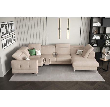 Rohová sedacia súprava MALIBU MAX II s funkciou spania a relaxácie 180x350x182 cm - béžová, Ľavá strana Rohová sedacia súprava MALIBU MAX II s funkciou spania a relaxácie 180x350x182 cm - béžová, Ľavá strana