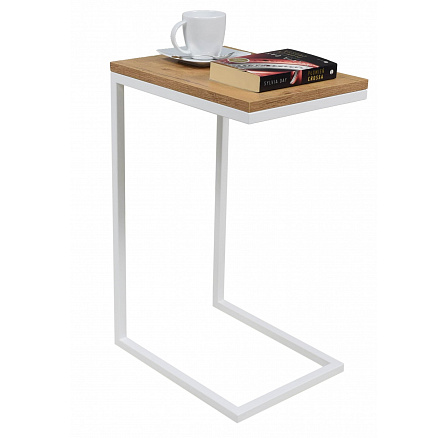 Odkladací stolík Loft – v rôznych farbách – Dub Lancelot, Biely mat Odkladací stolík Loft – v rôznych farbách – Dub Lancelot, Biely mat
