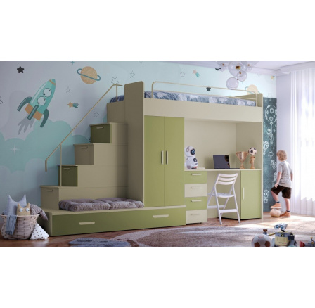 Vyvýšená posteľ PARADISE 5, Kašmír Zelená matná