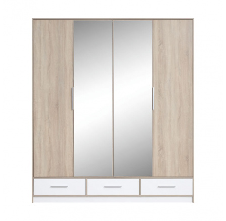 Šatníková skriňa ISKO - ISL1, Dub sonoma/biela Lux