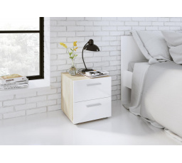 Nočný stolík PEDRO 500, Dub sonoma/Biely lesk