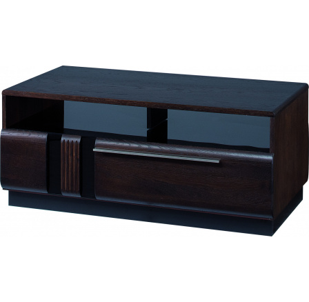 PORTI 41 - KONF.STOL s 1 zásuvkou čokoládový dub/elementy čierny lesk - montovaný nábytok (SZ) (K150-Z)