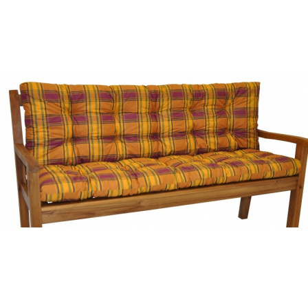 Vankúš na záhradnú lavičku 150 cm - látka okrová kocka