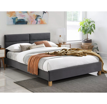 Posteľ SIERRA Velvet, 140x200 cm, sivý Aksamit 150 Posteľ SIERRA Velvet, 140x200 cm, sivý Aksamit 150