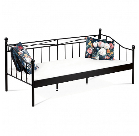 Jednolôžková posteľ 90x200 cm, kov, čierny matný lak Jednolôžková posteľ 90x200 cm, kov, čierny matný lak