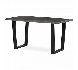 Stôl jedálenský, 140x80x75 cm, MDF doska, dekor sivý dub, kovové nohy v tvare U, čierny matný lak