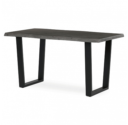 Stôl jedálenský, 140x80x75 cm, MDF doska, dekor sivý dub, kovové nohy v tvare U, čierny matný lak