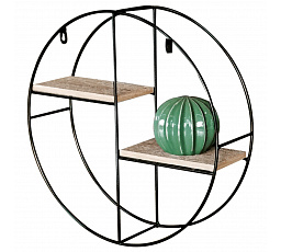 Nástenná polica 36 cm, MDF, dekor dub, čierny matný kov