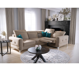 Rohová sedacia súprava MALIBU, relax s funkciou spania 185x250 cm - pravá, béžová